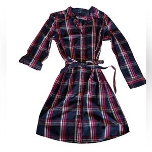 Tommy Hilfiger Navy and Pink Plaid Shirt Dress NWT